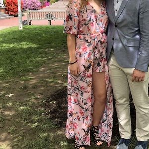 Kimono-style romper with a belt